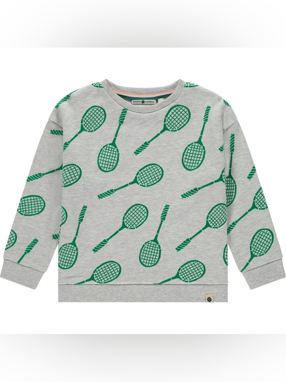 Stains and Stories by Babyface Tennis Rackets Sweatshirt, 7